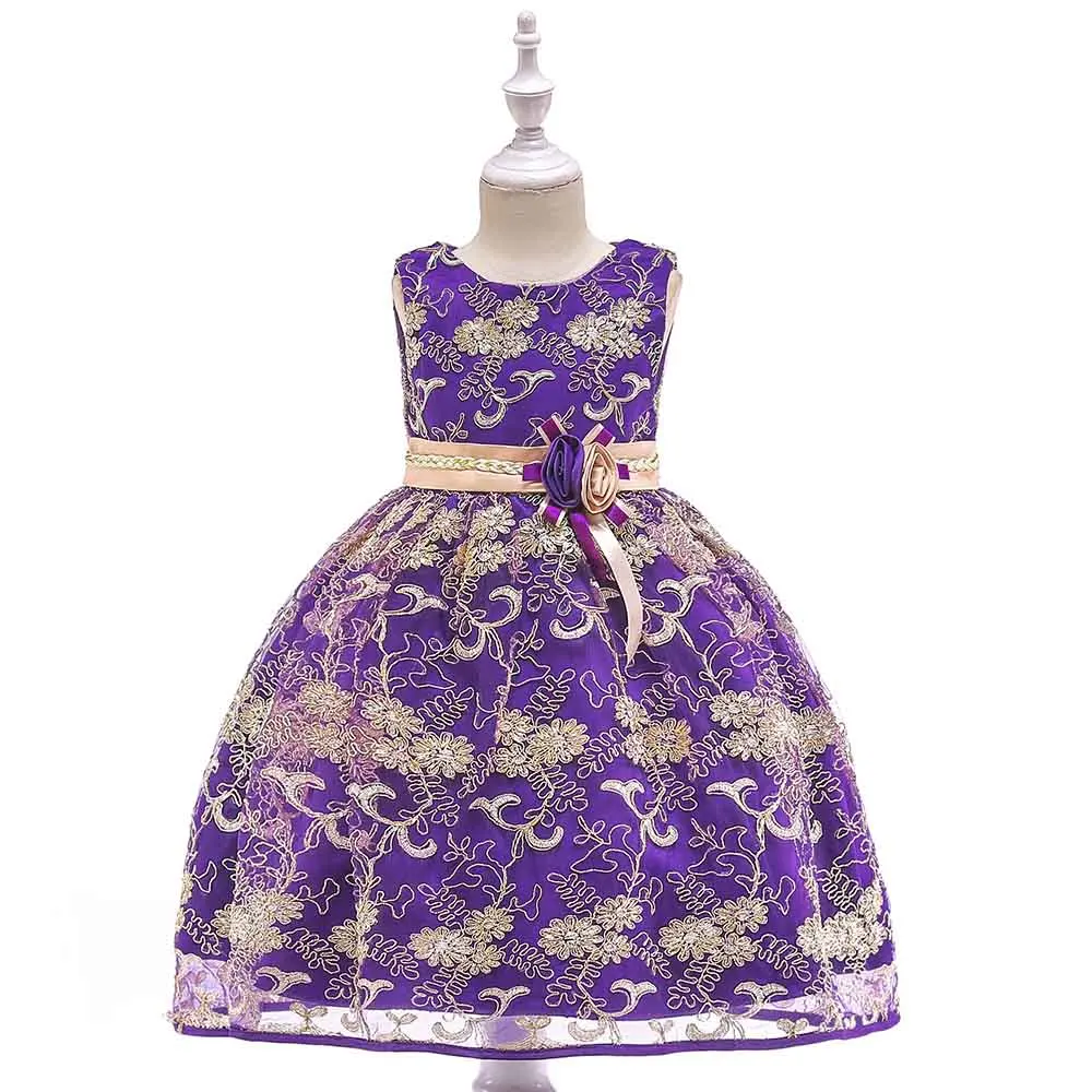 Розничная ; Новое поступление года; летнее платье для девочек; детское платье с вышивкой для девочек на День рождения; детское платье для девочек на Рождество и свадьбу; L9030 - Цвет: purple