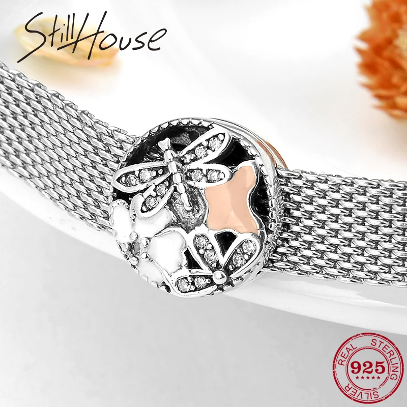 

Fashion 925 sterling silver Flower and insects Clip Beads Fit Original reflection Clip Charm Bracelet Jewelry 2019