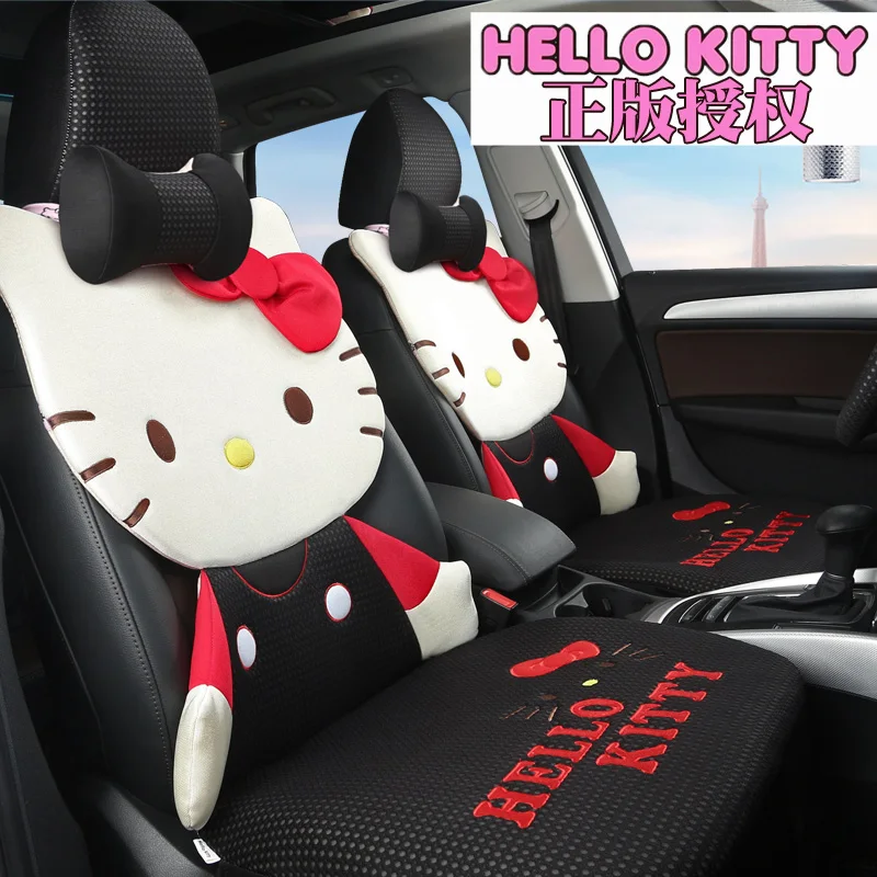 Женская одежда для девочек на все сезоны с милым мультяшным принтом «hello kitty», Шелковый Универсальный комплект для автомобильных сидений