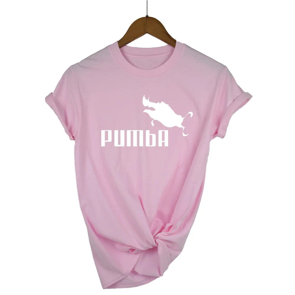 Забавная Футболка Harajuku, милые футболки homme Pumba, женские повседневные хлопковые топы с короткими рукавами, крутая футболка, летний Трикотажный костюм, футболка - Цвет: pink