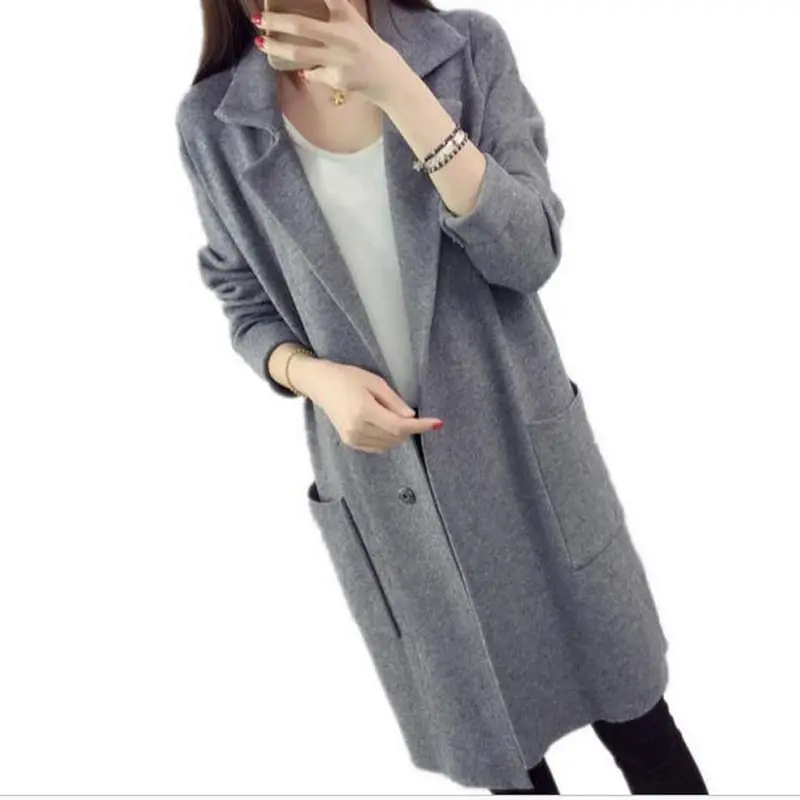 

2018 Winter Long Sweater Coat for Women Turn Down Formal Long Cardigans Christmas Sweaters Oversized Coat Knitted camisola