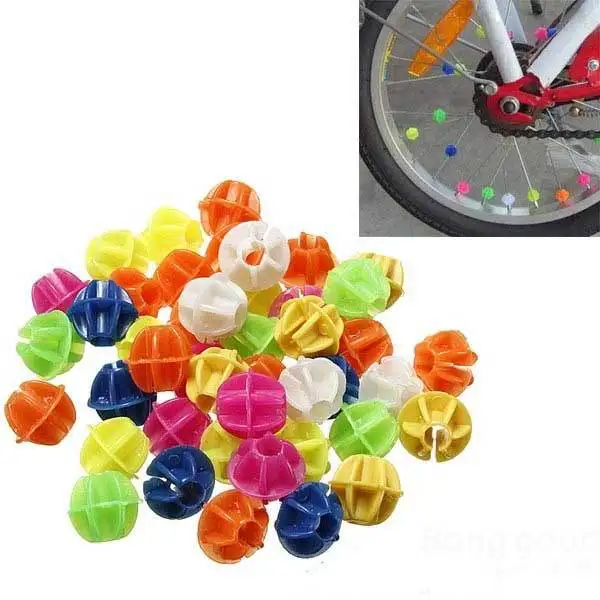 Flaxton 45 Pcs Bike Bicycle Wheel Spoke Beads Decor Colorful Refelector