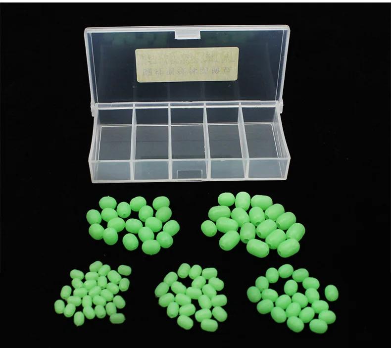 100pcsBox Multiple Sizes Glow in the Dark Fishing Beads Anti-collision Green Bead Fishing Accessories (8)