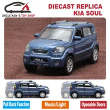 Diecast Kia Soul Scale Model Car Kids Metal Brand Toys Collection Gift With Openable Door Pull