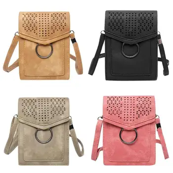 

Women Shoulder Bag Vintage Pu Leather Flap Crossbody Bag Hollow Out Ladies Phone Coin Purse Bag Brown Retro Handbag for Girls