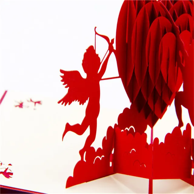 cupid hearts 3d stereoscopic creative holiday greeting card