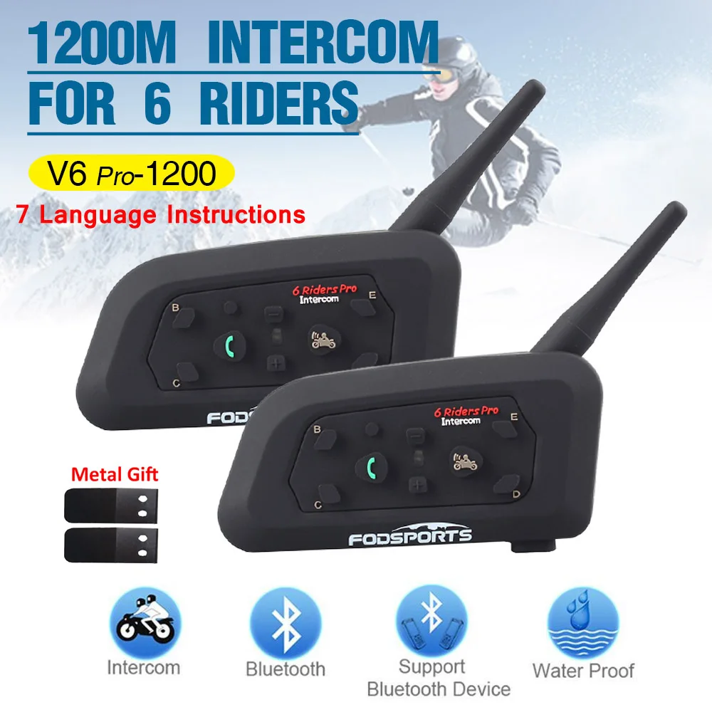 2 шт. Fodsports V6 Pro мотоциклетный шлем Интерком беспроводные BT наушники с bluetooth