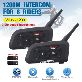 

2pcs Fodsports V6 Pro Motorcycle Helmet Intercom Wireless BT bluetooth headset intercomunicador 1200M 6 Ride