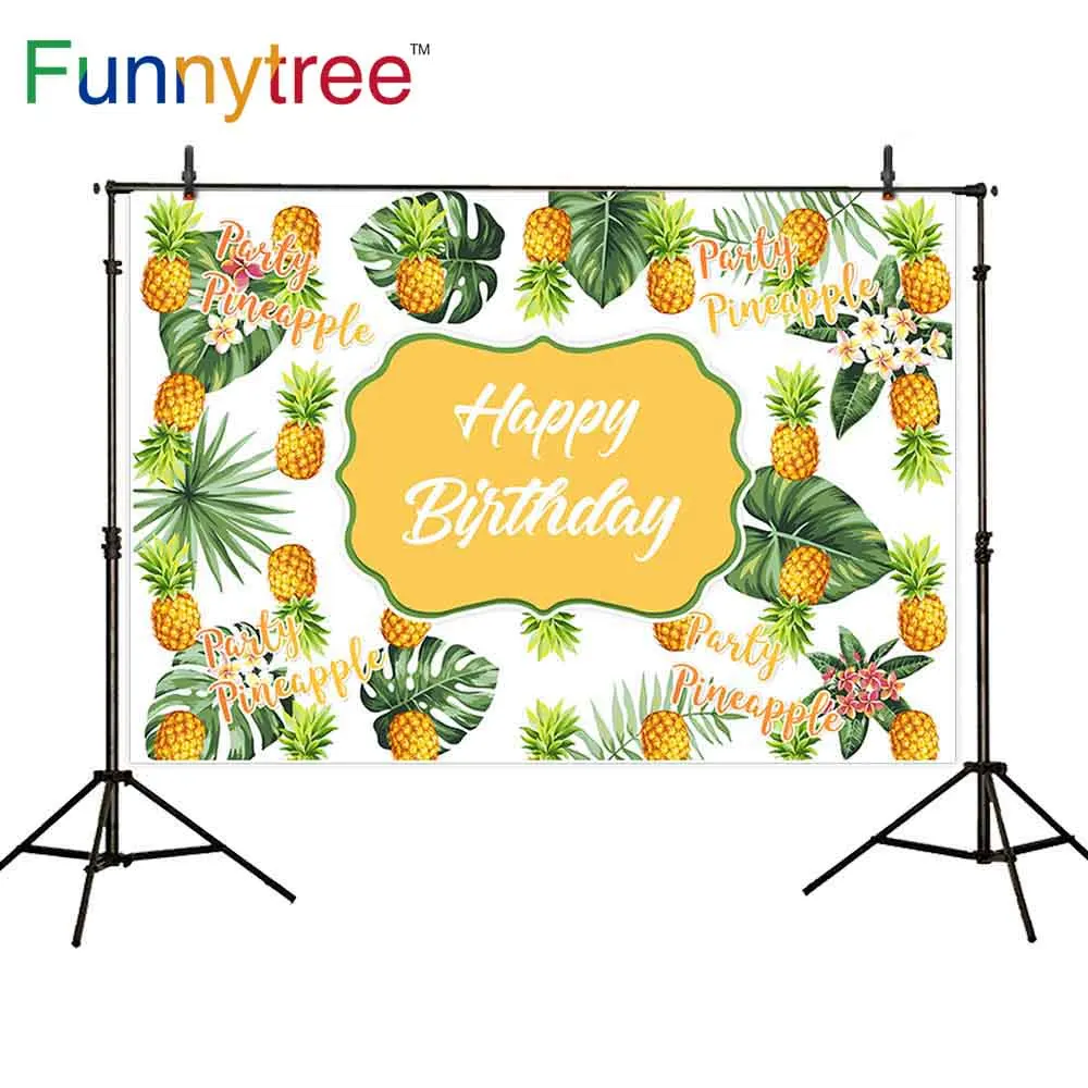 Фон Funnytree для фотосъемки на лето день рождения ананас желтая рамка повторяющиеся