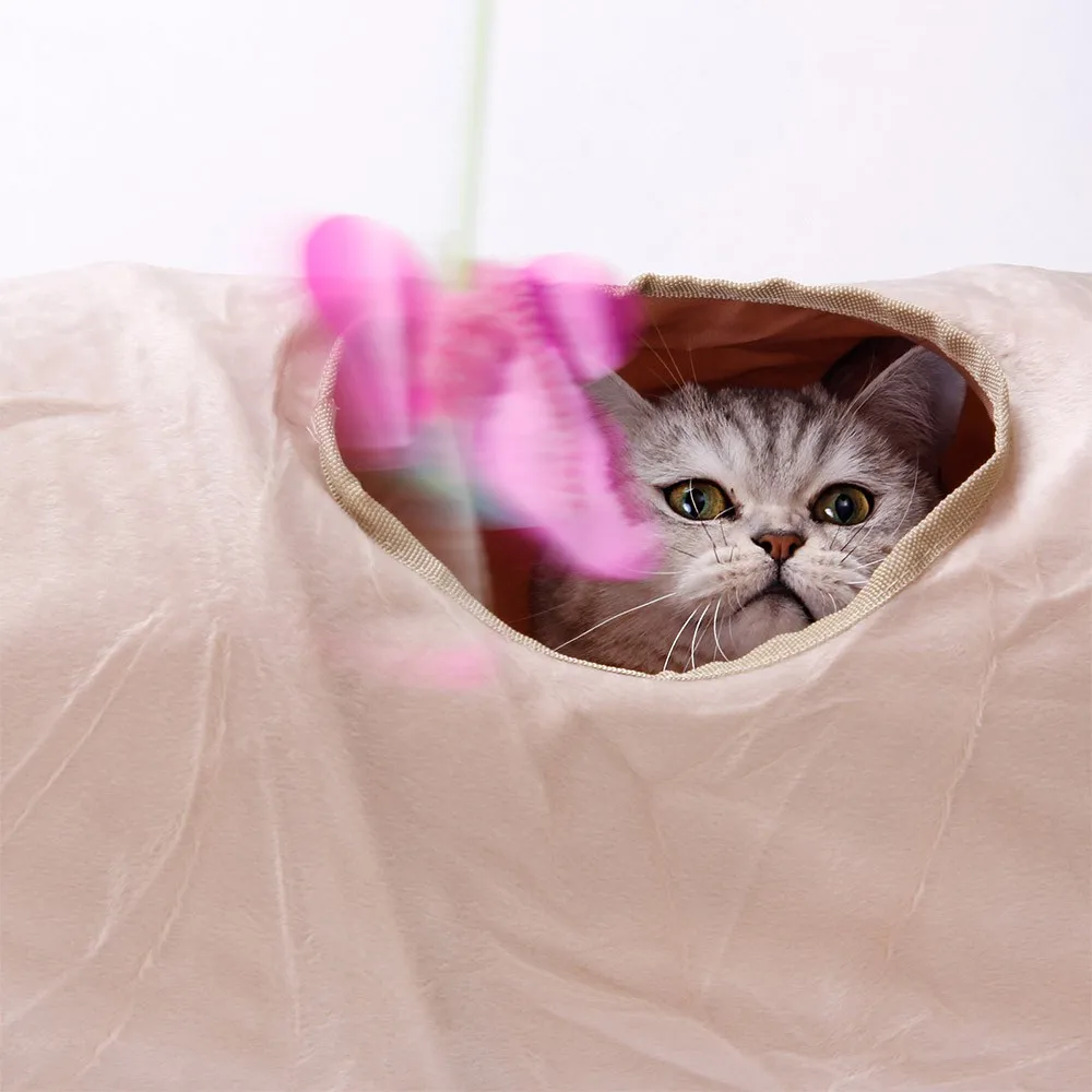 pawzroad túnel gato cm longo camurça tecidos confortáveis ajustável forma buracos desmontável com bola coelho filhote de cachorro do animal de estimação brinquedos
