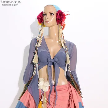 

bellydance costume top Wavy edge butterfly sleeve bellydance Practice clothing top dancewear BYY36-40