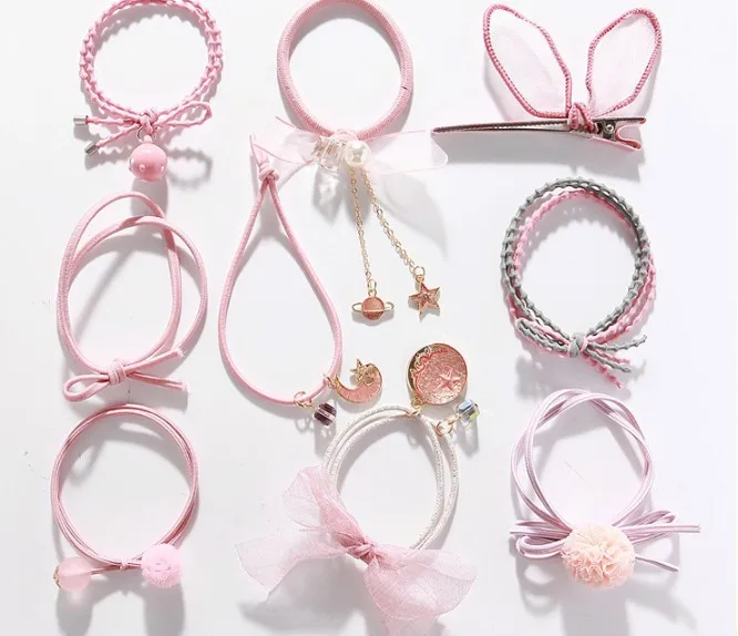 

9pc/set High Elastic Hair Bands Solid Pearl Stretch Hair Ties for Women Girls Ponytail Holder Hair Ropes Hair Accessories