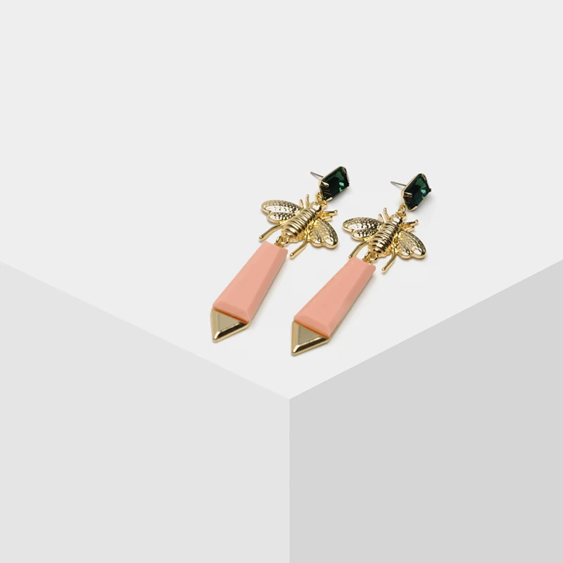 

Fashion bees insect earrings pink drop earrings