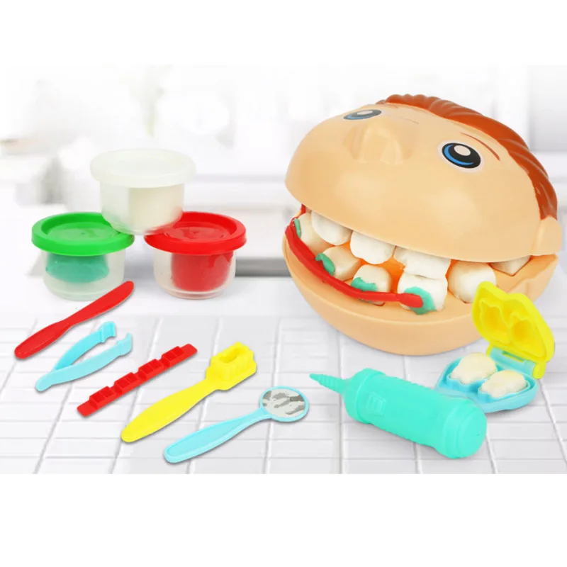 3D цветная глиняная форма игрушки Моделирование из пластилина набор инструментов для детей стоматологический доктор ролевые игры малыш девочка Пластилин учебный игрушка