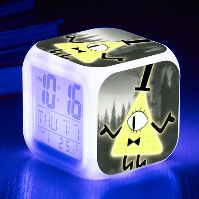 Gravity Falls reloj despertador LED 7 Color Flash Digital Alarm Clock Watch Touch Night Lighting