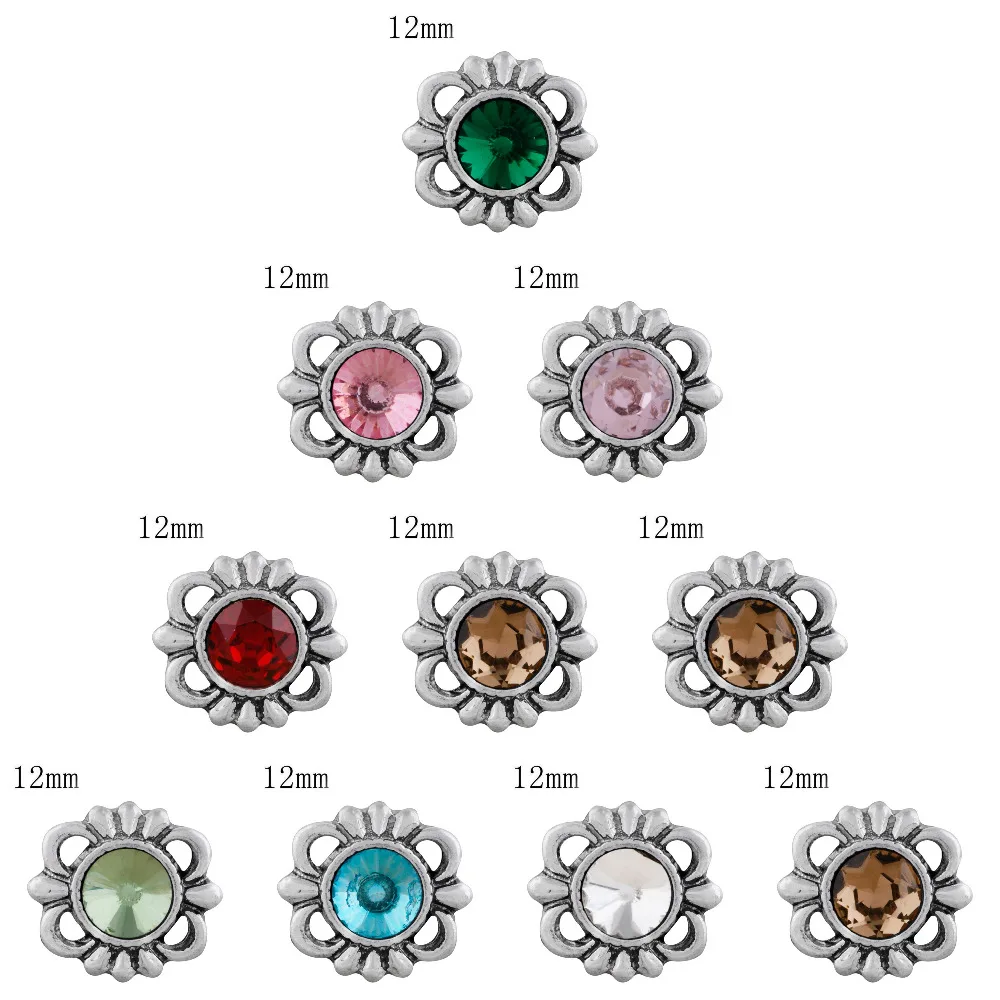 

2018 Multicolor Rhinestone Classical Snaps beads Bracelet & Bangles For Women Fit 12mm Snap Jewelry DIY Charms buckle beads