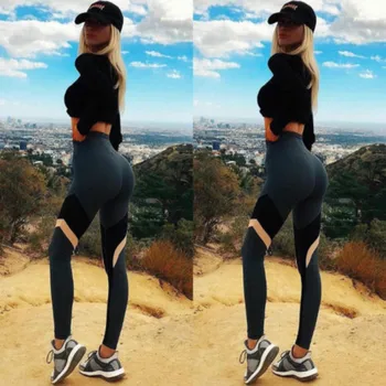 

2018 Women Fitness Leggings Stripe Stretch High Waist Pants For Female Ankle Length Trousers