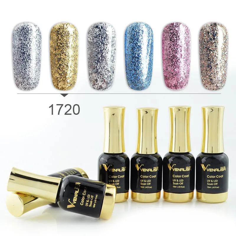 6pcs/lot VENALISA Platinum Nail Gel Polish 12ml Starry Gel Lacquer Nail Art Long Lasting Soak off UV LED Glitter Nail Gel Polish