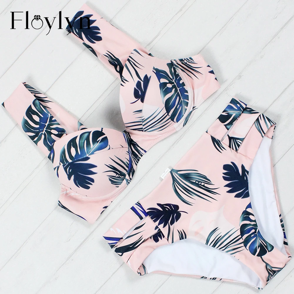 Floylyn Plus Size Swimwear Sweet Feather Sexy Bikini Swimsuit Bather