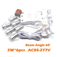 2 Вт* 6 шт./комплект мини 2 Вт Светодиодный прожектор внутренний коридор лестница освещение лампы IP52 AC85-277V светодиодный вниз свет сертифицирован ce rohs