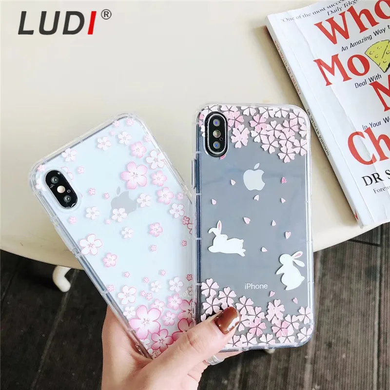 LUDI Cute Pink Cherry blossoms Phone Case for iPhone 7 Case for iPhone