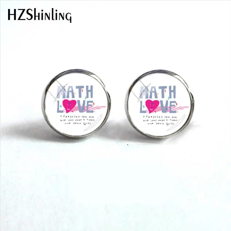 2018 Новые Серьги Love Mathematics I Math стеклянный купольный кабошон круглые серьги для