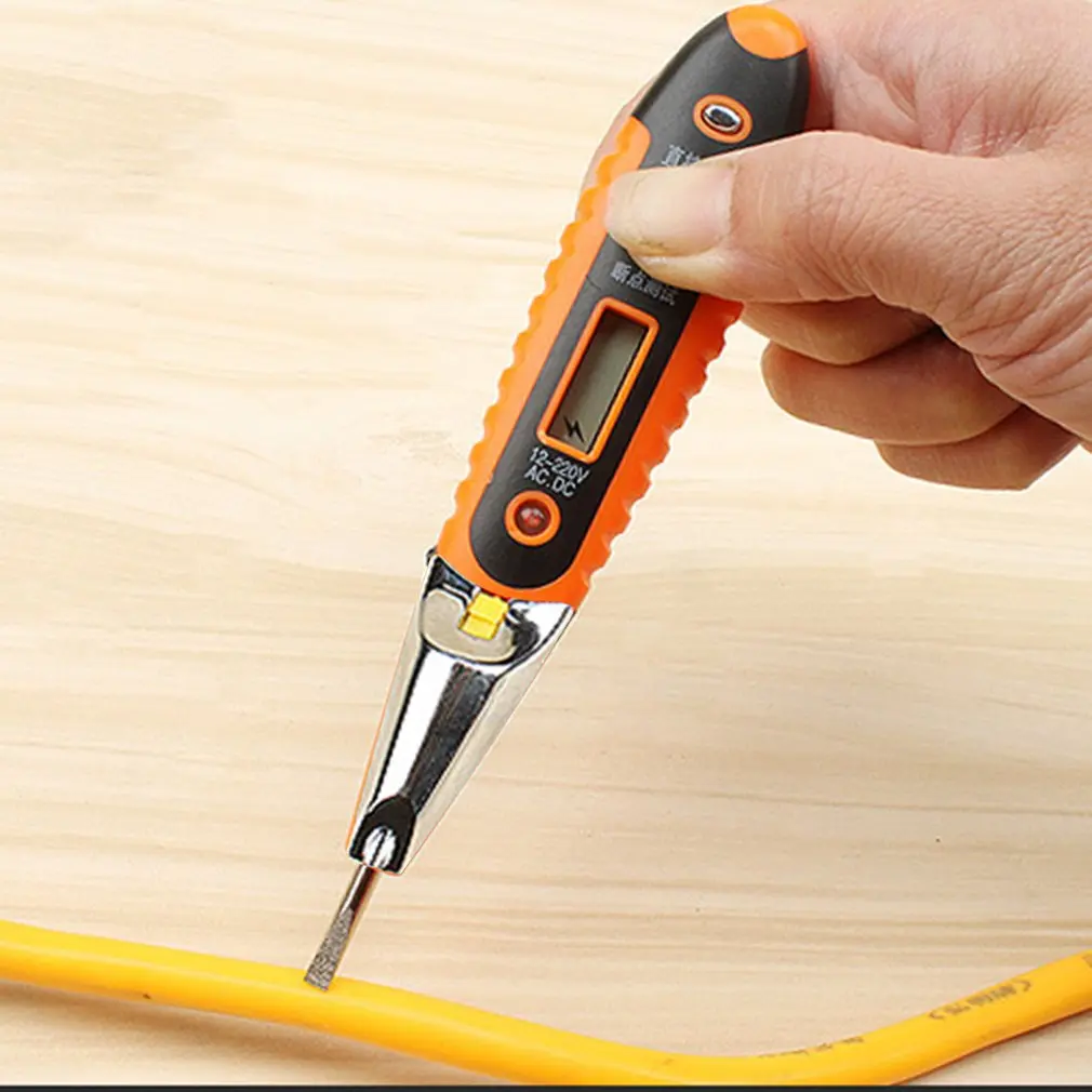 Digital Test Pencil Multifunction AC DC 12 250V Tester Electrical LCD Display Voltage Detector