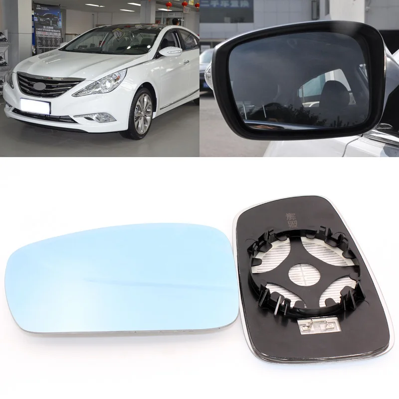 Зеркало бокового вида для Hyundai Sonata 2011-2015 синее стекло с подогревом основания 1