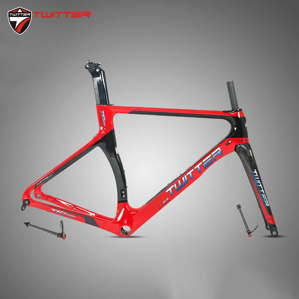

Road Carbon Frame Twitter T10pro Disc-cutting Thru-axle Shaft 700c Carbon Road Frame Disc Brake Come With Carbon Fork Seatpost
