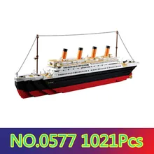 SLUBAN Модели Строительные наборы совместимы с городским титаником RMS корабль 1021 шт 3D блоки Обучающие модели строительные игрушки