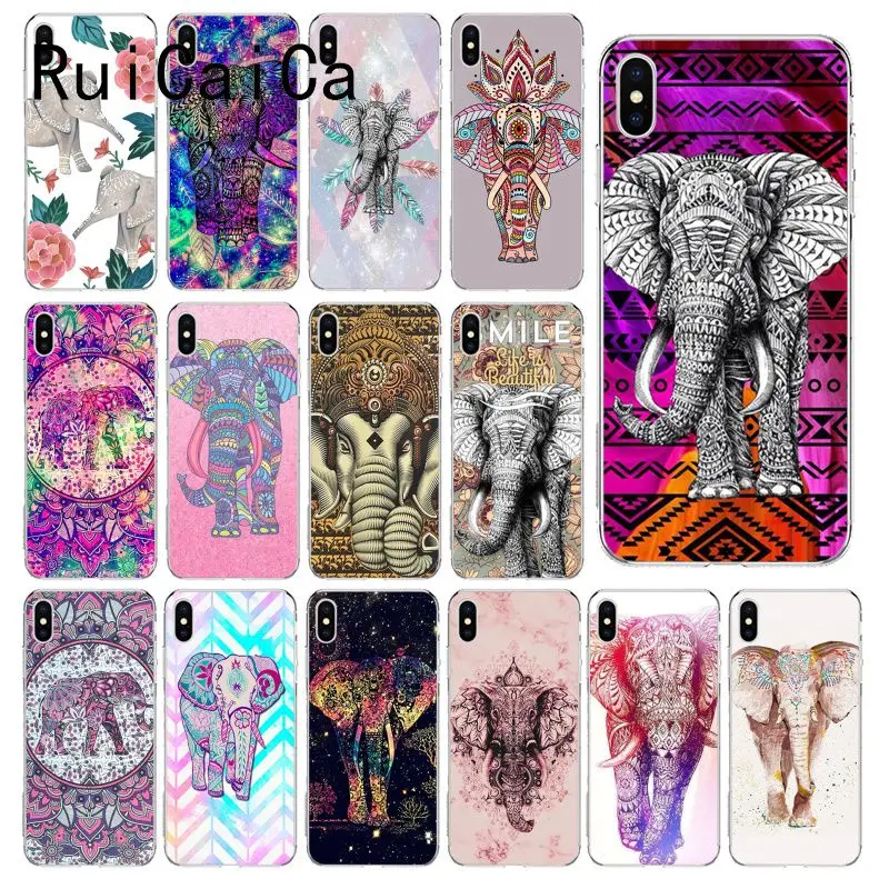RuiCaiCa индийский животный тотем слона шаблон мягкий чехол для телефона из ТПУ iPhone 8