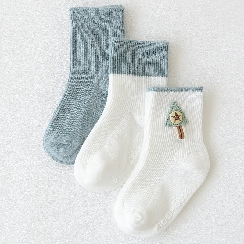 Новые осенне-зимние детские носки с двойной иглой, Нескользящие Детские носки без пятки для новорожденных - Цвет: blue