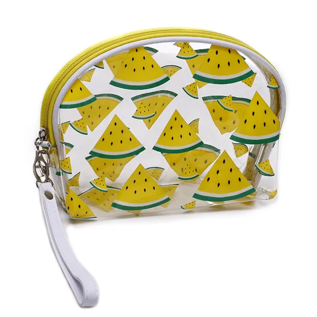 PURDORED 1 pc Watermelon Cosmetic Bag PVC Transparent Makeup Bag Clear