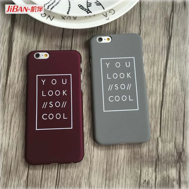 

JIBAN Hot Sale Funda Letter Case Matte Hard Cover for iPhone X XR XS 6 6s 6 plus 7 4.7" 7plus 5.5" 8 8PLUS phone Case Capa Coque