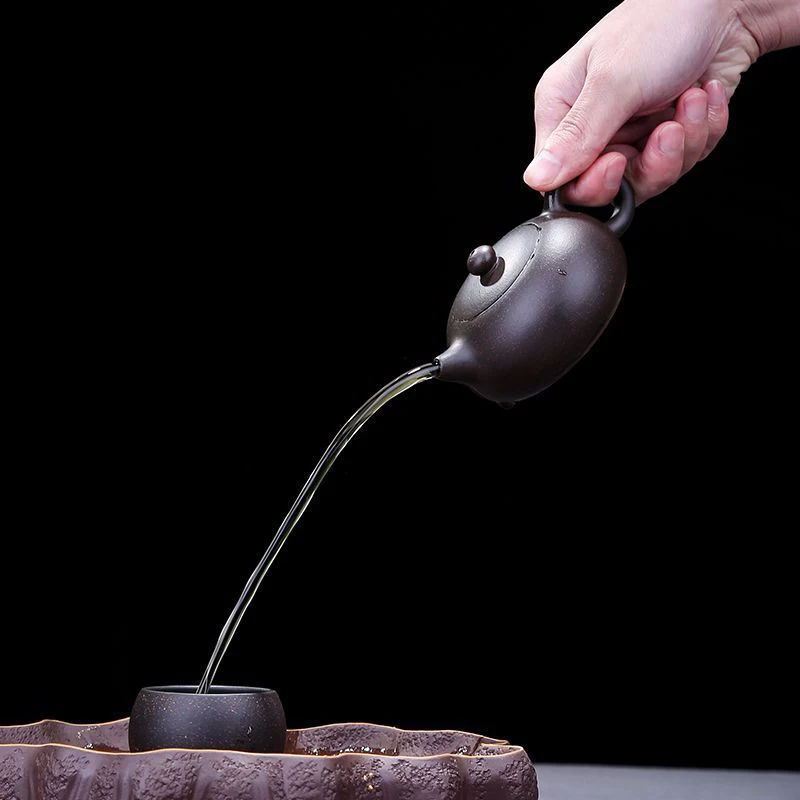 5 шт./компл. чайный набор кунг-фу, аутентичный фиолетовый; песок чайник, фиолетовый; песок чайная чашка, ручная работа, фиолетовый; песок художественный качественный чайный набор