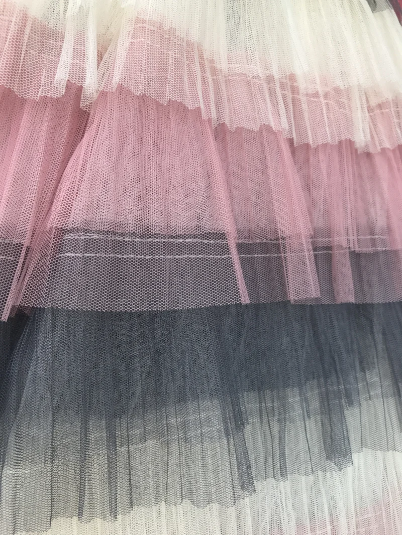 Новое поступление розовый/слоновая кость/серый многоцветная многослойная сетчатая кружевная ткань 51," широкий Тюль Ткань для женского платья, шитье ремесло
