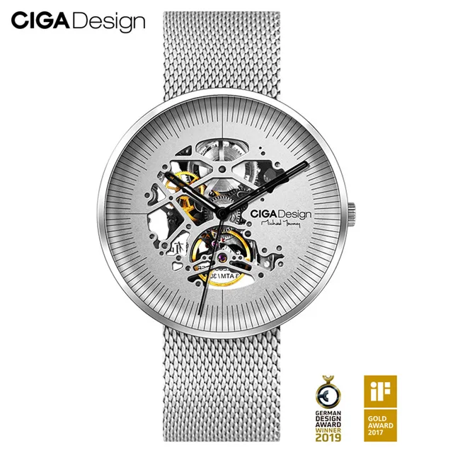 Xiaomi Mijia CIGA Design MY Series Мужские Смарт-часы, автоматические механические часы, выдолбленные мужские наручные часы, умные часы - Цвет: Silver