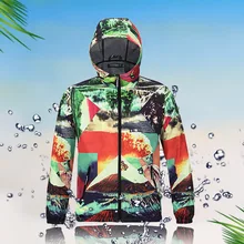 Новая стильная мужская 3d куртка-ветровка для прогулок на молнии с капюшоном куртка тонкая печать ручная работа Походное пальто с капюшоном