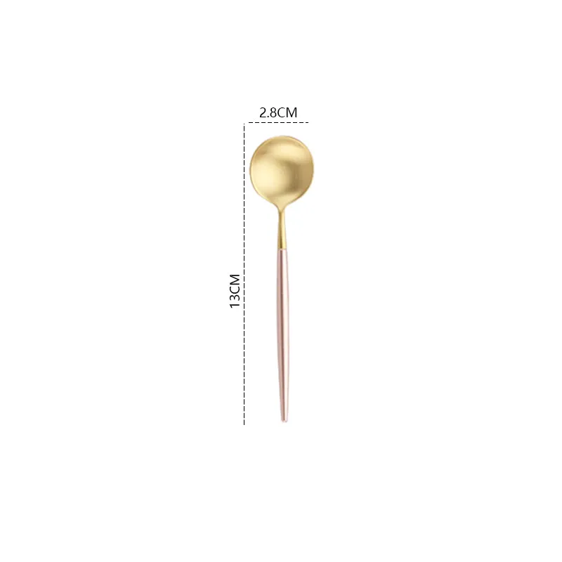 1pc tea spoon Стальной набор столовых приборов, розовая ручка, Золотая ложка, нож, вилка, палочки для еды, десерт, Dinneware, западные чайные ложки, посуда для свадебной вечеринки - Цвет: 1pc tea spoon