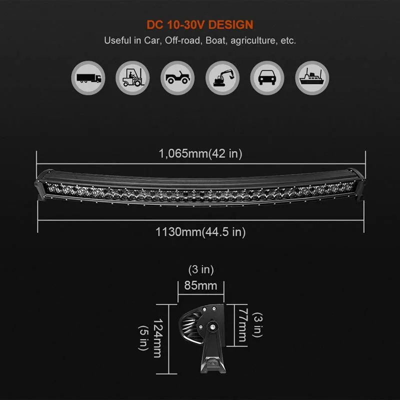 5D Lens Double Row Curved Led Light Bar (6)