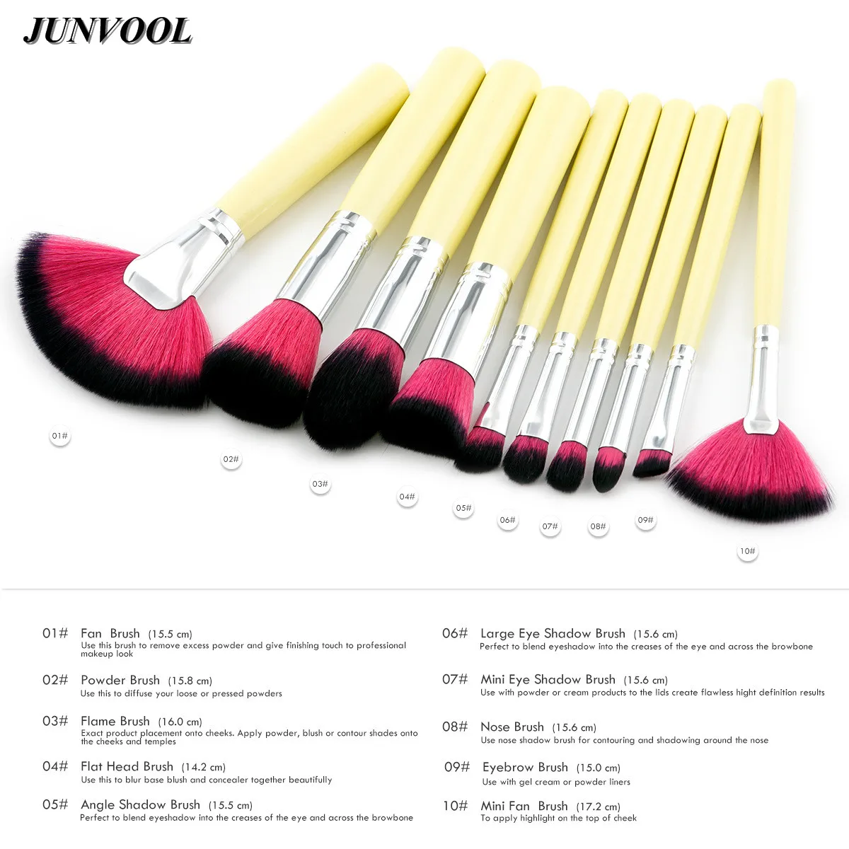 Beauty Fan Brush 10 шт. профессиональный женский красный черный синтетический желтый