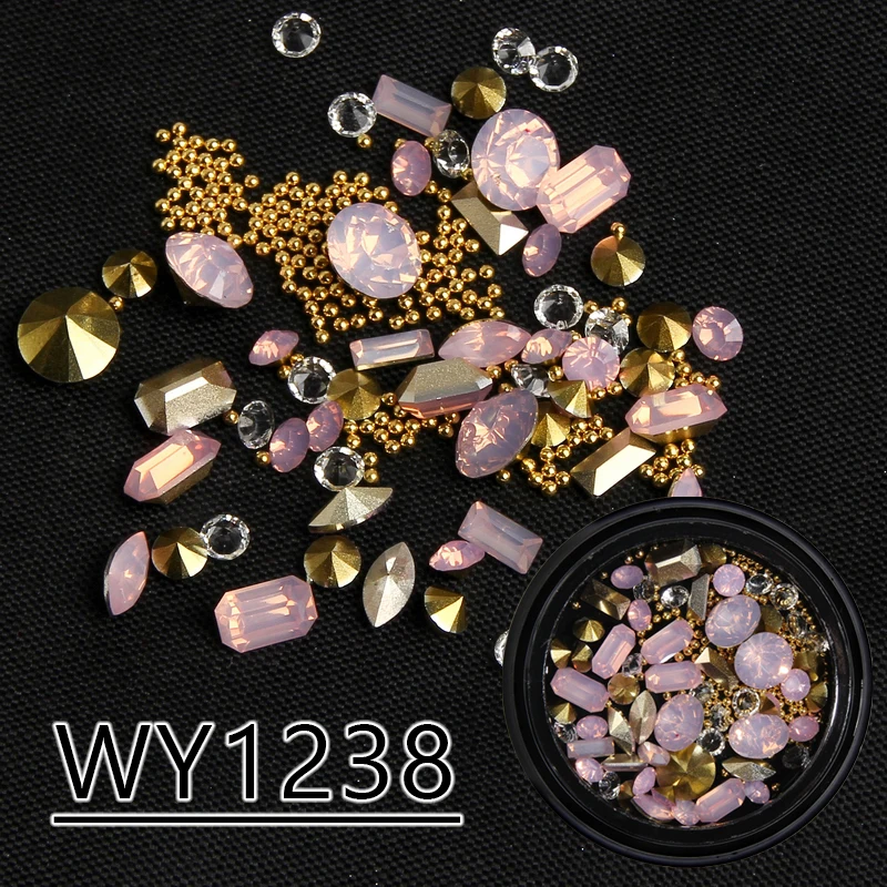 Mixed Nail Rhinestones Nail Art Decorations Shiny Crystals Gems Jewelry Acrylic Pearl Metal Accessories for Manicure DIY NailArt