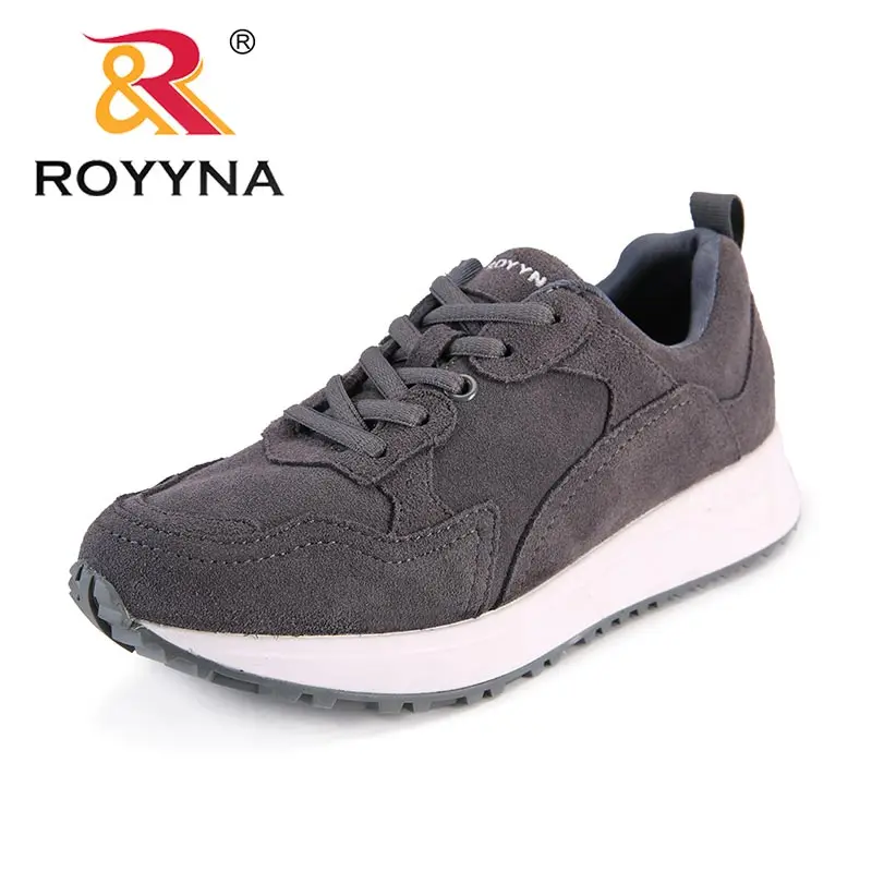 DARK GREY Royyna Новая Классика Стиль Для женщин Спортивная обувь Обувь замши Femme Туфли без каблуков Кружево до Женская повседневная обувь Mujer открытый Удобная обувь - Цвет: DARK GREY