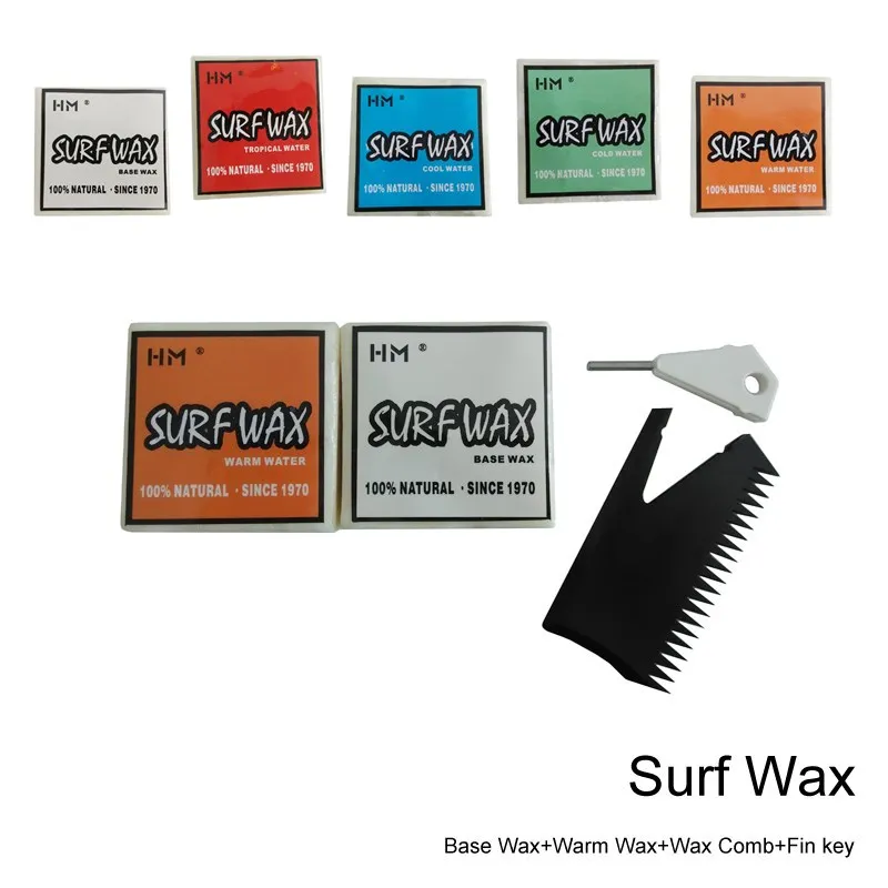 SUP Surf Wax Base Wax+Warm Water Wax+Wax Comb+Fin Key Favorable Combo