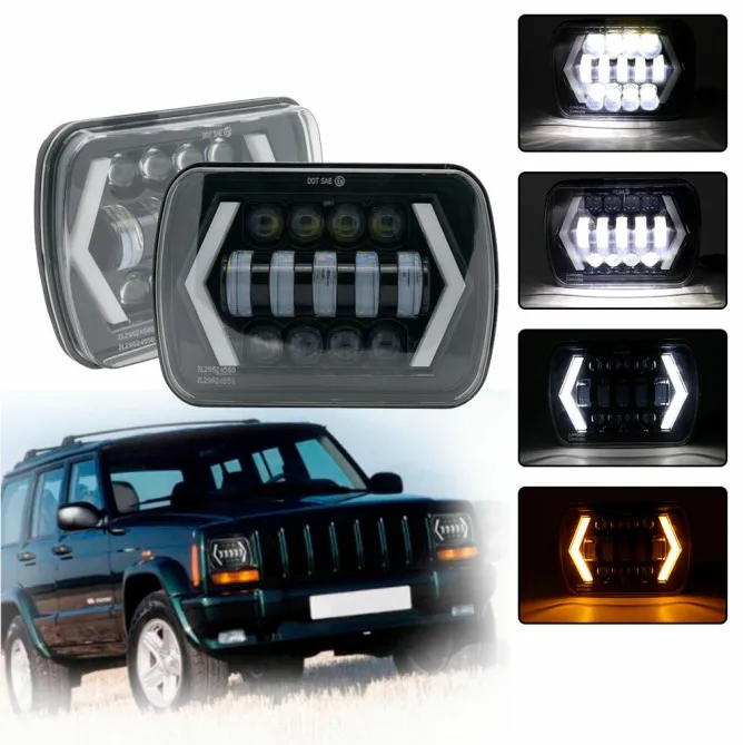 55 Вт 7x6 ''5X7" светодиодный фонарь Halo DRL для 86-95 Jeep Wrangler YJ 84-01 Cherokee XJ angel eyes DRL H4 светодиодный квадратный фонарь - Цвет: 2pcs