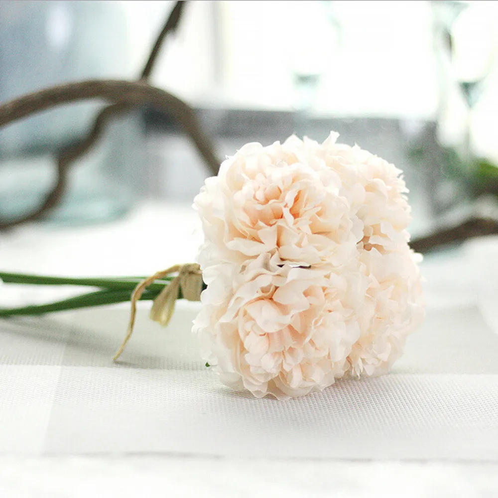 

1 bouquet 5 heads peony Flower Artificial Silk Fake Peony Floral Wedding Bridal Bouquet christmas 2018wedding home decoration