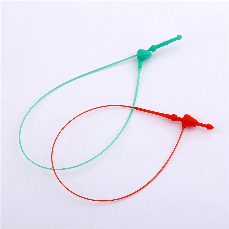 500 Pieces 5 inches Hang Tag Loop Garment Hang Tag Loop Lock Plastice Security Snap Lock Black Red Purple Green Blue White Color