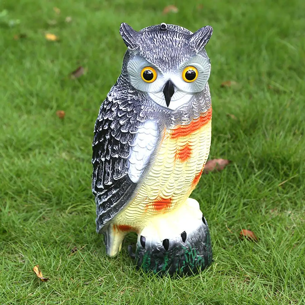 Plastic Simulation Animal Owls Head Shake Garden Decoration