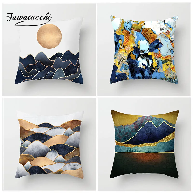

Fuwatacchi Oil Painting Cushion Cover Sunrise Mountain Peak Pillow Cover Decor Home Living Room Decorative Pillowcases