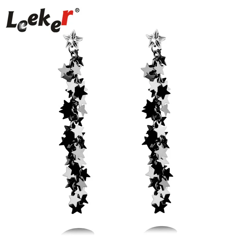 

LEEKER Vintage Exaggerated Star Long Tassel Pendant Earrings For Women Wedding Party Jewelry 3Colors 227 LK9